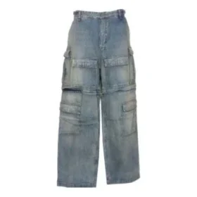 24SS 2-vejs denim-Cargo-bukser med lynlås “Blue” 773759TPW534868