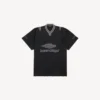 3b fodbold-T-shirt med V-hals til mænd, oversized, i sort/antracit