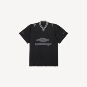 3b fodbold-T-shirt med V-hals til mænd, oversized, i sort/antracit