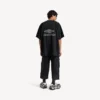 3b fodbold-T-shirt med V-hals til mænd, oversized, i sort/antracit