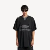 3b fodbold-T-shirt med V-hals til mænd, oversized, i sort/antracit