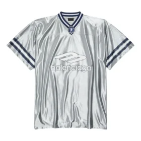 3B Fodbold-trøje med V-hals, skinnende, oversized “Grå/Hvid” 857113TTVQ71461