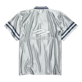 3B Fodbold-trøje med V-hals, skinnende, oversized “Grå/Hvid” 857113TTVQ71461