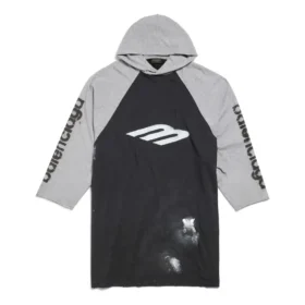 3B Stencil Raglan-T-shirt med hætte, oversized “Black” 790403TQVT51083