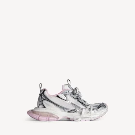 3XL gel-sneaker med gennemsigtig sål til kvinder i hvid/lyserød/sort
