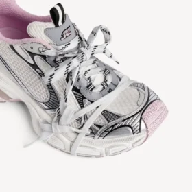3XL gel-sneaker med gennemsigtig sål til kvinder i hvid/lyserød/sort