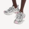 3XL gel-sneaker med gennemsigtig sål til kvinder i hvid/lyserød/sort