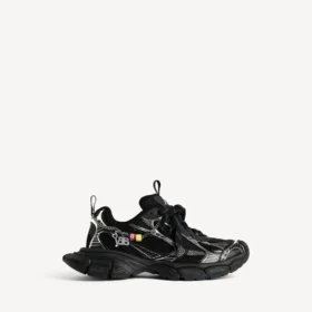3XL-sneaker til kvinder med charms i sort/sølv