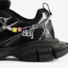 3XL-sneaker til kvinder med charms i sort/sølv