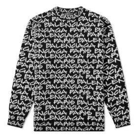 All Over Balenciaga Paris Intarsia-trøje “Black White” 599826T31701070 All Over Balenciaga Paris Intarsia-trøje “Black White” 599826T31701070