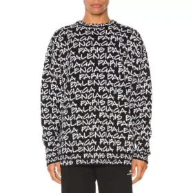 All Over Balenciaga Paris Intarsia-trøje “Black White” 599826T31701070 All Over Balenciaga Paris Intarsia-trøje “Black White” 599826T31701070