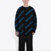 Allover Logo-trøje med rund hals “Black Blue” 625970T31781165