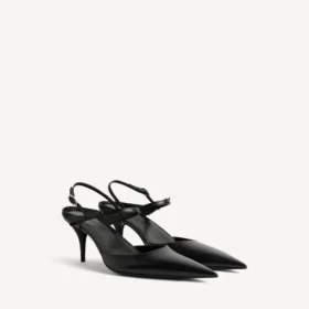 Avenue-slingback med sløjfe til kvinder i sort/sølv