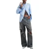 Baggy-jeans med lappede lommer “Blue” 751111TDW143359