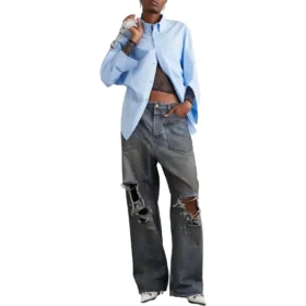 Baggy-jeans med lappede lommer “Blue” 751111TDW143359