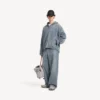 Baggy jeans til mænd med Denim-sting i mørkeblå
