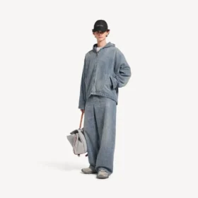 Baggy jeans til mænd med Denim-sting i mørkeblå