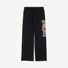 Baggy sweatpants til mænd med bumper-stickers i sort