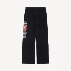 Baggy sweatpants til mænd med bumper-stickers i sort