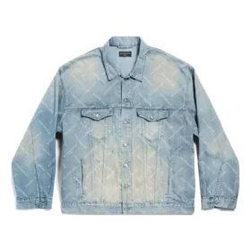 Bal Diagonal Allover Oversized-jakke “Light Blue Japanese Ring Denim” 773616TPW534868