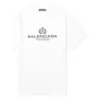 Balenciaga BB Paris-printet T-shirt med rund hals og korte ærmer til mænd, retro-version, hvid 594579TGV609000