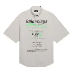 Balenciaga bomuldsskjorte med løse ærmer til mænd, grå 664627TKM102967