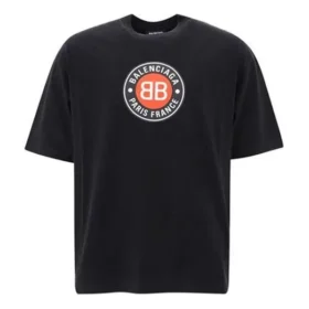 Balenciaga Circular BB Alphabet Logo kortærmet T-shirt til mænd, sort 641614TJV761000 Balenciaga Circular BB Alphabet Logo kortærmet T-shirt til mænd, sort 641614TJV761000