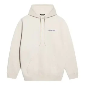 Balenciaga fleece-trøje med lange ærmer til mænd, cremehvid 600583TJVA89055