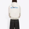 Balenciaga fleece-trøje med lange ærmer til mænd, cremehvid 600583TJVA89055
