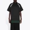 Balenciaga FW21 casual dobbeltlags sportspoloshirt med korte ærmer til mænd, sort 661507TKVA51042
