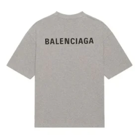 Balenciaga FW21 herre-T-shirt med logo-print, retro-stil, korte ærmer, grå 612966TIVG51167 Balenciaga FW21 herre-T-shirt med logo-print, retro-stil, korte ærmer, grå 612966TIVG51167