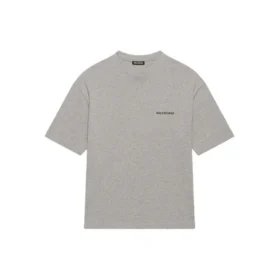 Balenciaga FW21 herre-T-shirt med logo-print, retro-stil, korte ærmer, grå 612966TIVG51167 Balenciaga FW21 herre-T-shirt med logo-print, retro-stil, korte ærmer, grå 612966TIVG51167