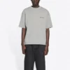 Balenciaga FW21 herre-T-shirt med logo-print, retro-stil, korte ærmer, grå 612966TIVG51167