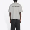 Balenciaga FW21 herre-T-shirt med logo-print, retro-stil, korte ærmer, grå 612966TIVG51167