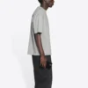 Balenciaga FW21 herre-T-shirt med logo-print, retro-stil, korte ærmer, grå 612966TIVG51167