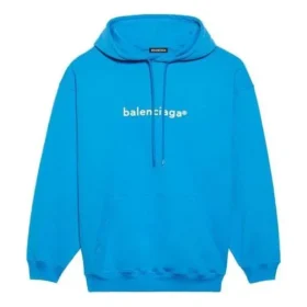 Balenciaga FW21 Logo-hættetrøje med lange ærmer til mænd, blå 570811TIV557560