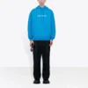 Balenciaga FW21 Logo-hættetrøje med lange ærmer til mænd, blå 570811TIV557560