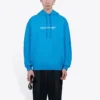 Balenciaga FW21 Logo-hættetrøje med lange ærmer til mænd, blå 570811TIV557560