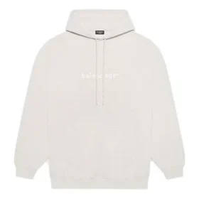 Balenciaga FW21-logo med alfabet-print, langærmet hættetrøje til mænd, cremehvid 570811TIV552970