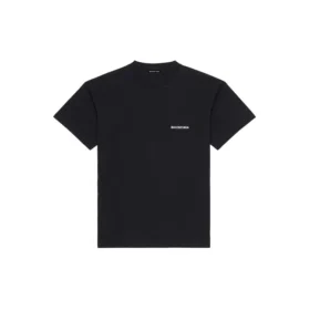 Balenciaga FW21 Logo-printet retro-T-shirt med korte ærmer til mænd, sort, 612966TIVG51070 Balenciaga FW21 Logo-printet retro-T-shirt med korte ærmer til mænd, sort, 612966TIVG51070