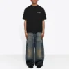 Balenciaga FW21 Logo-printet retro-T-shirt med korte ærmer til mænd, sort, 612966TIVG51070