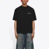 Balenciaga FW21 Logo-printet retro-T-shirt med korte ærmer til mænd, sort, 612966TIVG51070