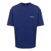 Balenciaga FW21-logo-trøje med rund hals og korte ærmer til mænd, blå, 612966TIVG53967