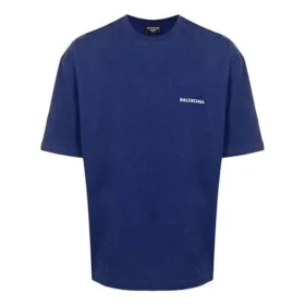 Balenciaga FW21-logo-trøje med rund hals og korte ærmer til mænd, blå, 612966TIVG53967 Balenciaga FW21-logo-trøje med rund hals og korte ærmer til mænd, blå, 612966TIVG53967
