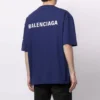 Balenciaga FW21-logo-trøje med rund hals og korte ærmer til mænd, blå, 612966TIVG53967