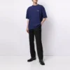 Balenciaga FW21-logo-trøje med rund hals og korte ærmer til mænd, blå, 612966TIVG53967