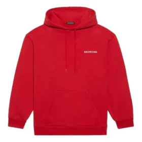 Balenciaga FW21 løs langærmet hættetrøje med logo til mænd, rød, 600583TIV846540
