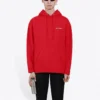 Balenciaga FW21 løs langærmet hættetrøje med logo til mænd, rød, 600583TIV846540