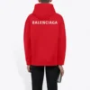 Balenciaga FW21 løs langærmet hættetrøje med logo til mænd, rød, 600583TIV846540