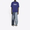 Balenciaga FW21 retro-strikket kortærmet trøje til mænd, marineblå 612966TKVD33967